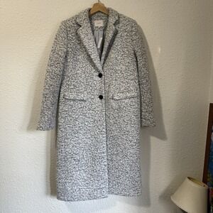 Women's XS Loft‎ Boucle 2-Button Long Sleeve Coat in Gray Heavy Single Breasted